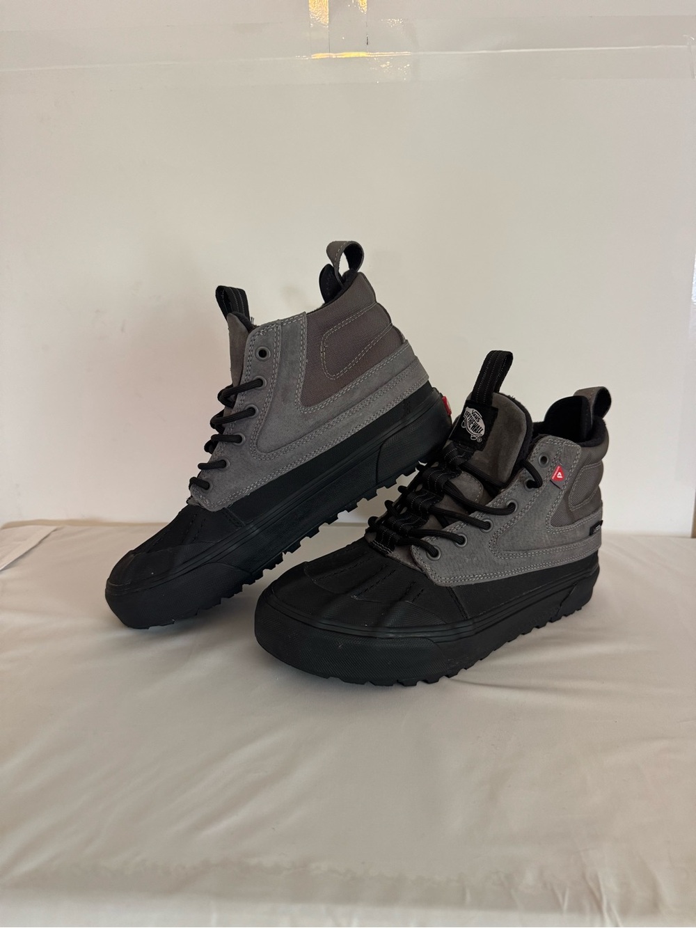 Vans Men's Gray and Black High-Top Sneakers